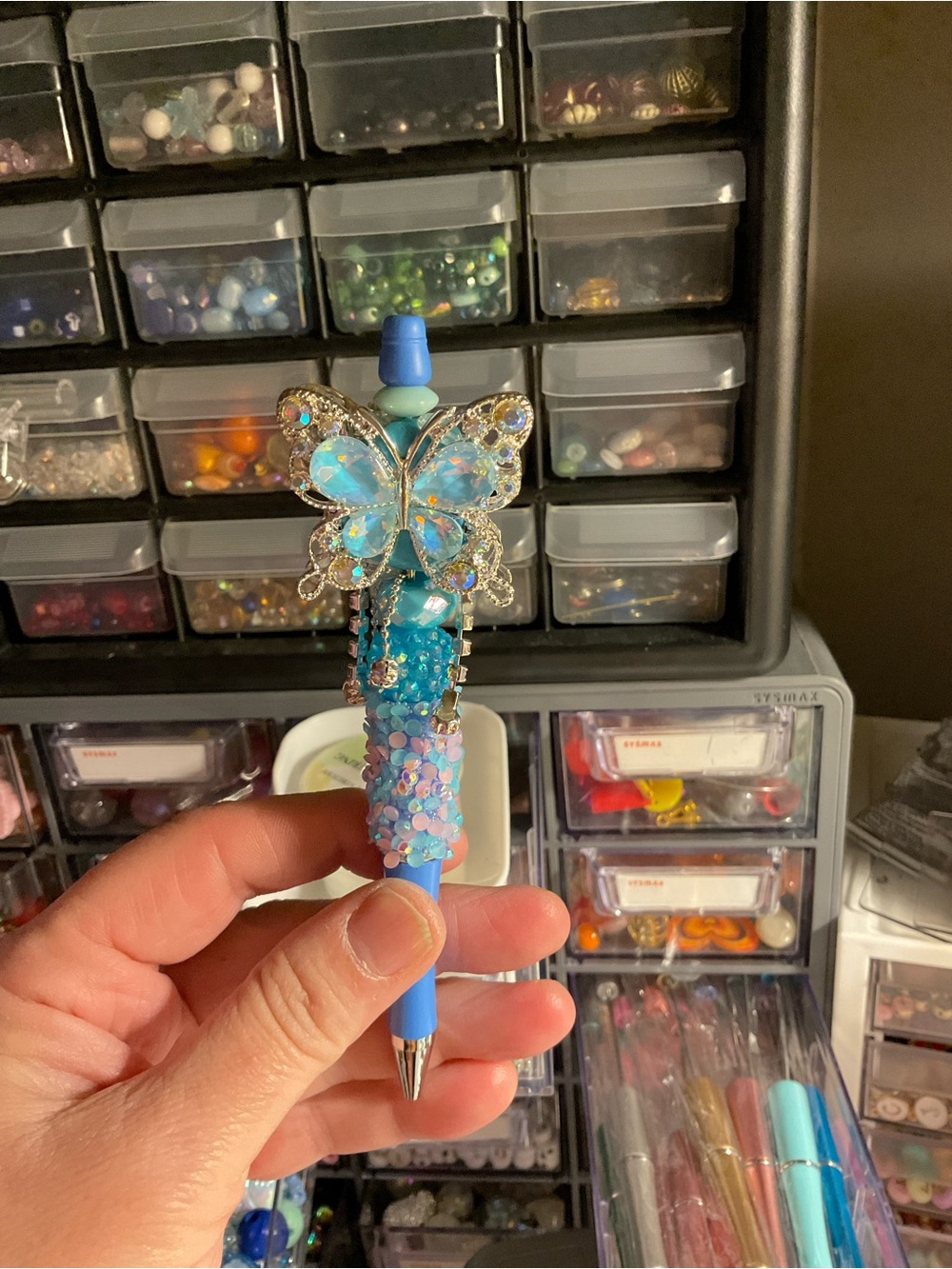 Sparkling Blue Butterfly Decorative Pen